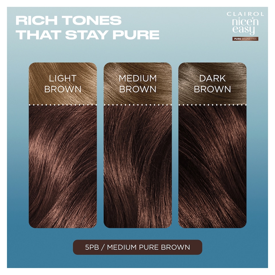 image 1 of Clairol Nice'N Easy Crème Pure Brunettes Permanent Hair Dye Kit - 5PB Medium Pure Brown