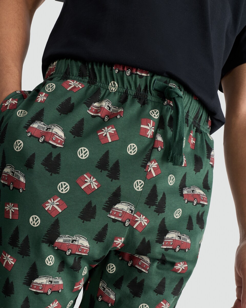 image 1 of Volkswagen Christmas Print Pure Cotton Pyjama Bottoms in Multi