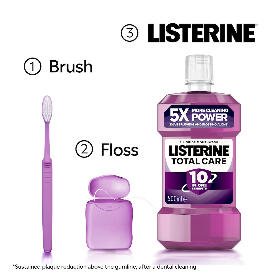 image 1 of Listerine Total Care 10-in-1 Benefit Clean Mint Mouthwash 500ml