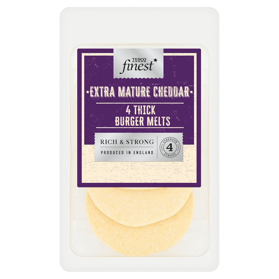 Tesco Finest Extra Mature Cheddar 4 Thick Burger Melts 160g