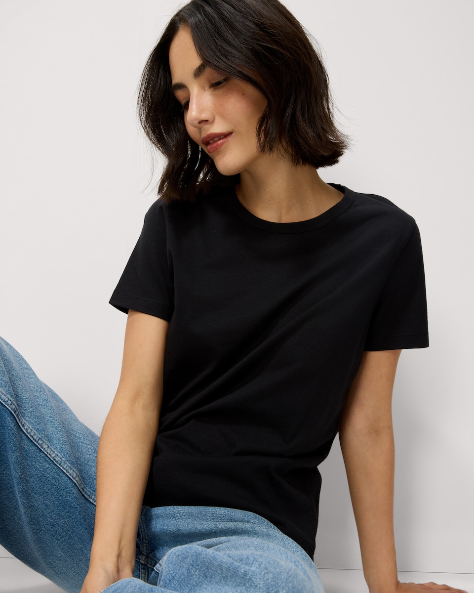 image 1 of F&F 3-Pack Pure Cotton Short Sleeved T-Shirts in Multi Black