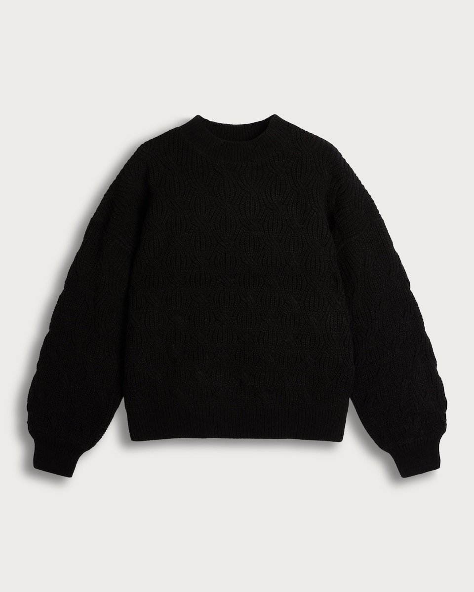 F&F Chenille Textured Knitted Crew Neck Jumper in Black