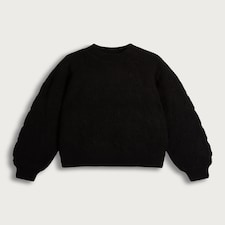 F&F Chenille Textured Knitted Crew Neck Jumper in Black