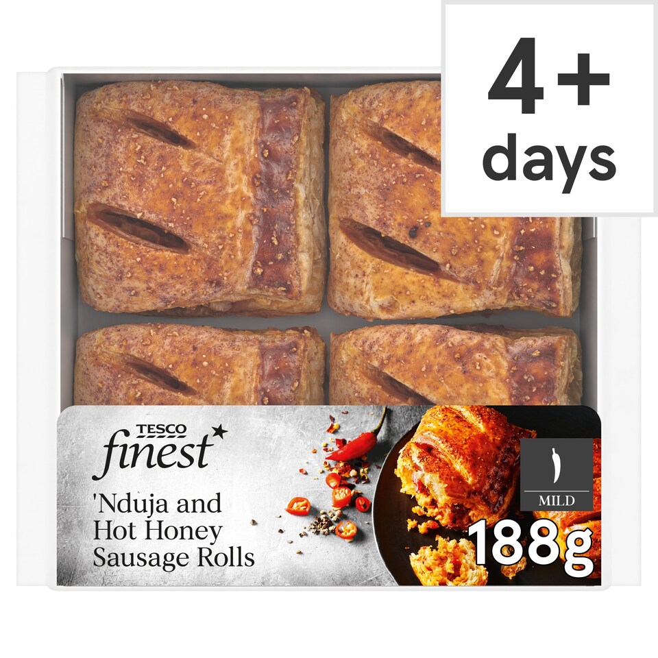 image 1 of Tesco Finest Nduja and Hot Honey Sausage Rolls 188g
