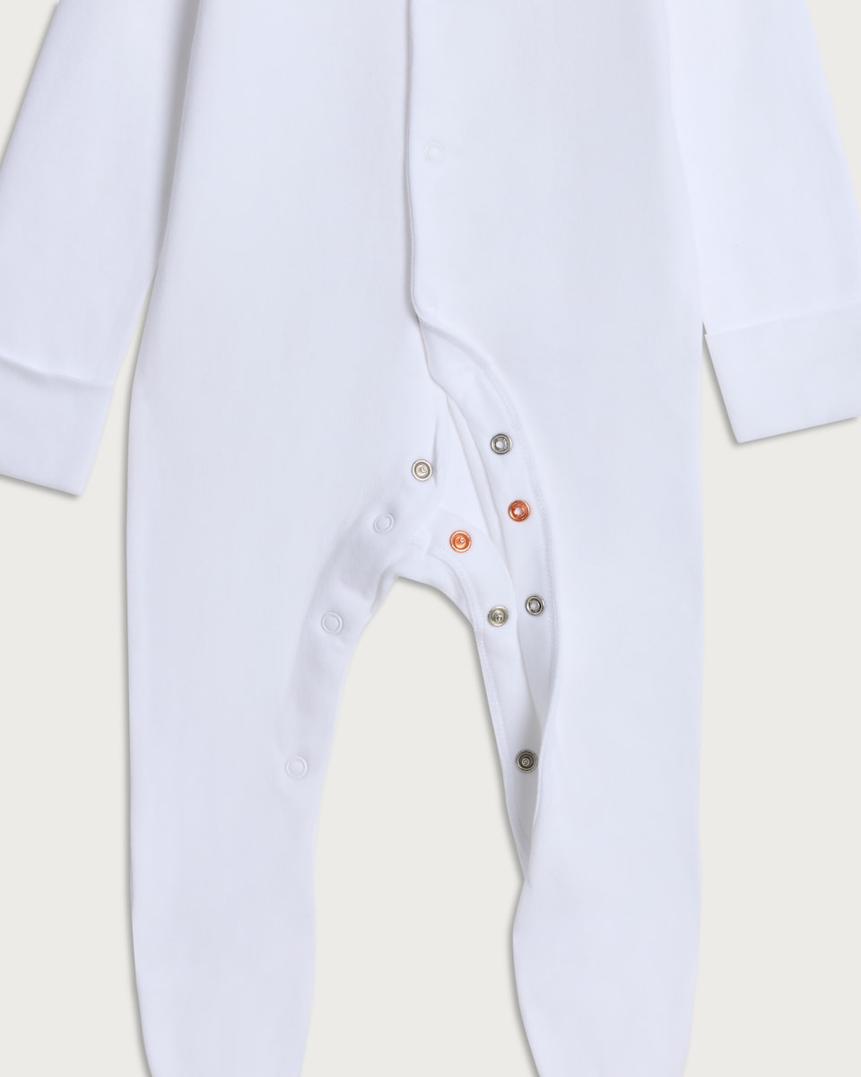 image 1 of F&F Baby 5-Pack Pure Cotton Long Sleeved Sleepsuits in White