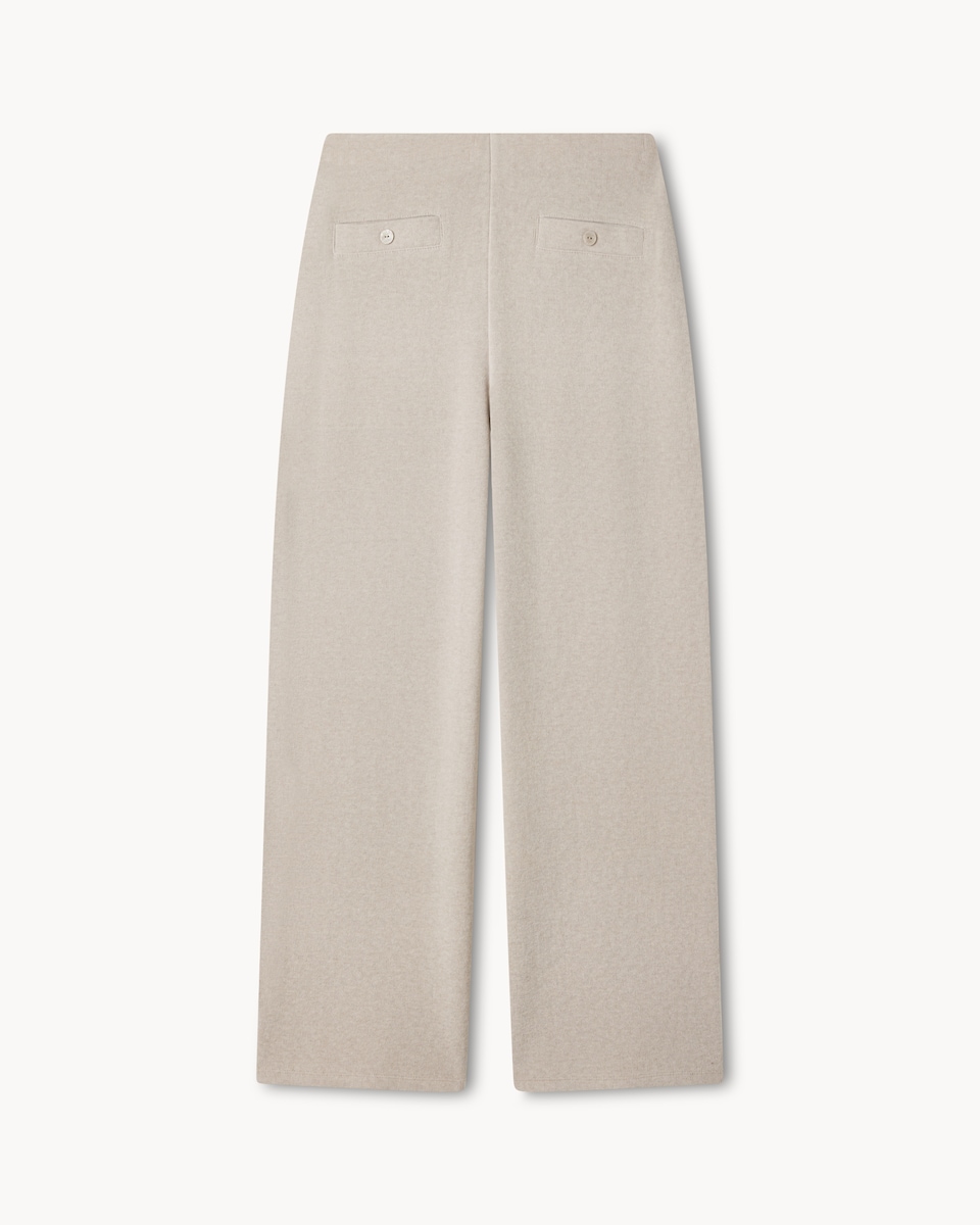 image 1 of F&F Brushed Wide Leg Trousers in Cream