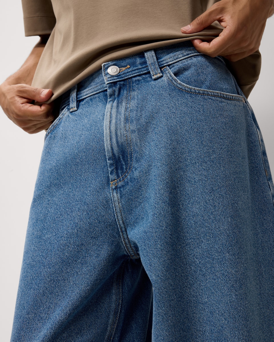 image 1 of F&F Barrel Leg Jeans in Blue