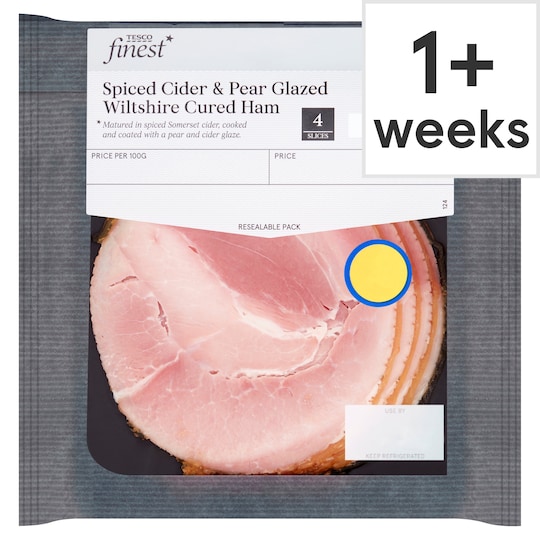 Tesco Finest Deli Spiced Cider & Pear Wiltshire Cured Ham 100G Tesco Groceries
