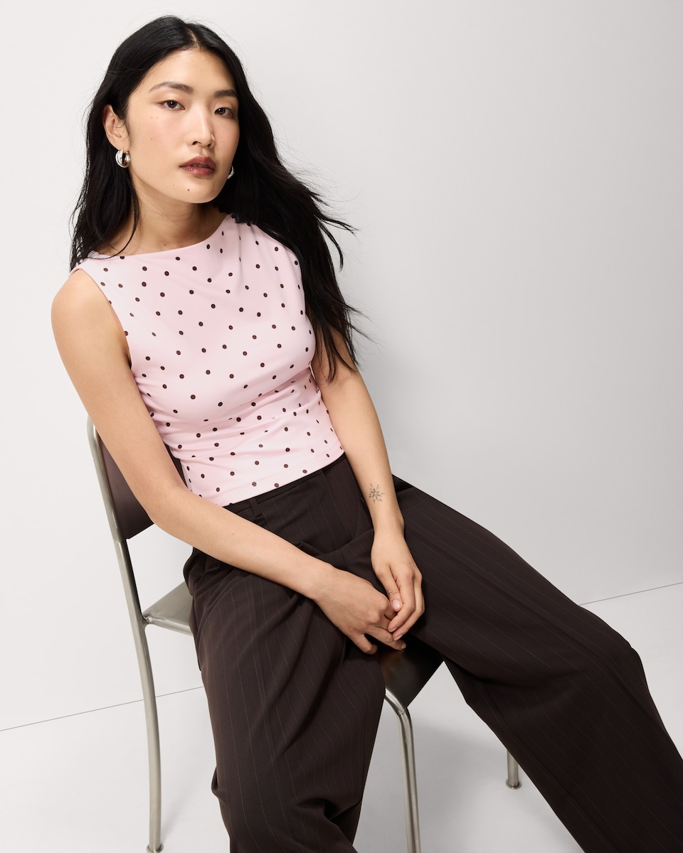image 1 of F&F Polka Dot Slash Neck Vest in Multi Pink