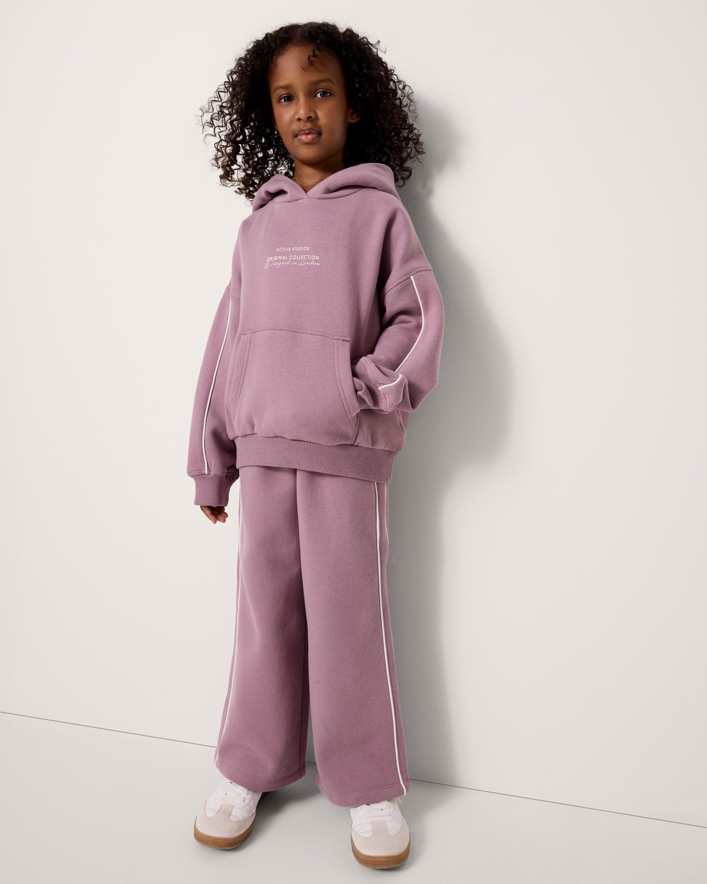 F&F Active Girls AFTERCLASS Cotton Rich Sweatshirt and Joggers Set in Purple