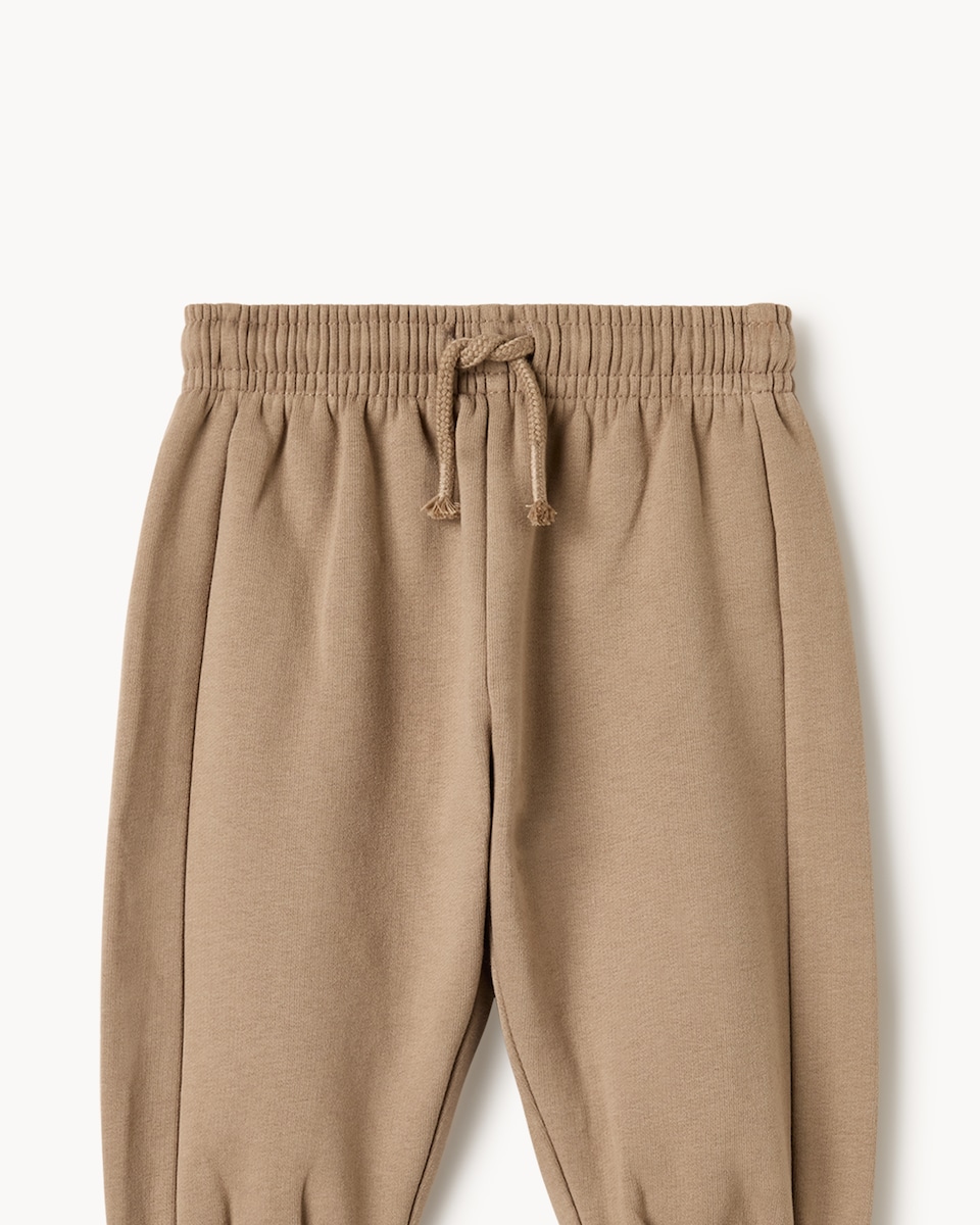 image 1 of F&F Baby Cotton Rich Little Bro Sweatshirt and Joggers Set in Tan