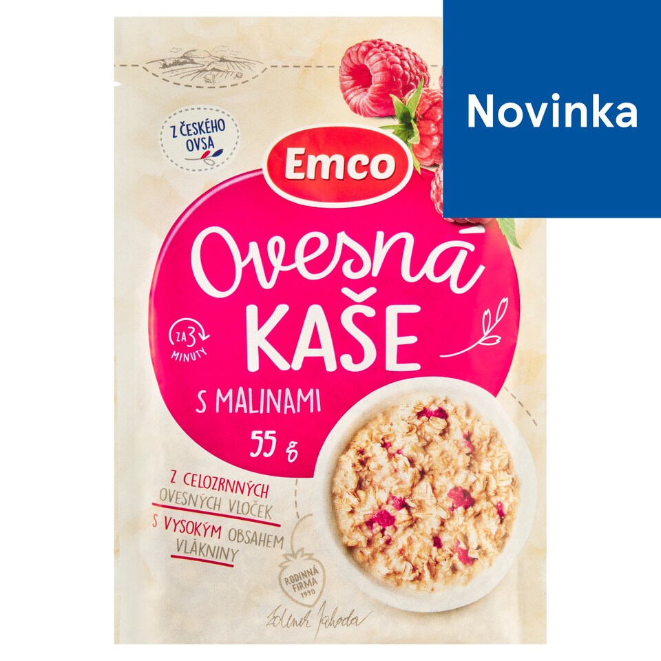 Emco Ovsená kaša s malinami 55 g