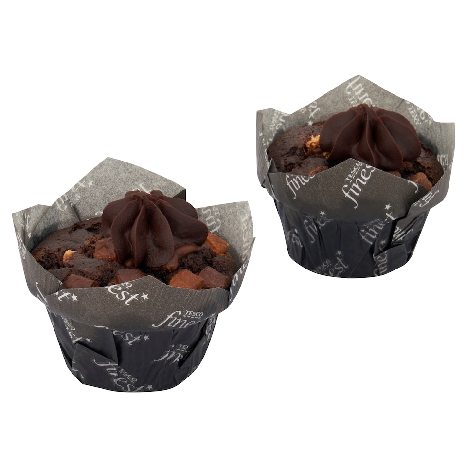 image 1 of Tesco Finest Belgian Triple Chocolate Muffins 2 Pack