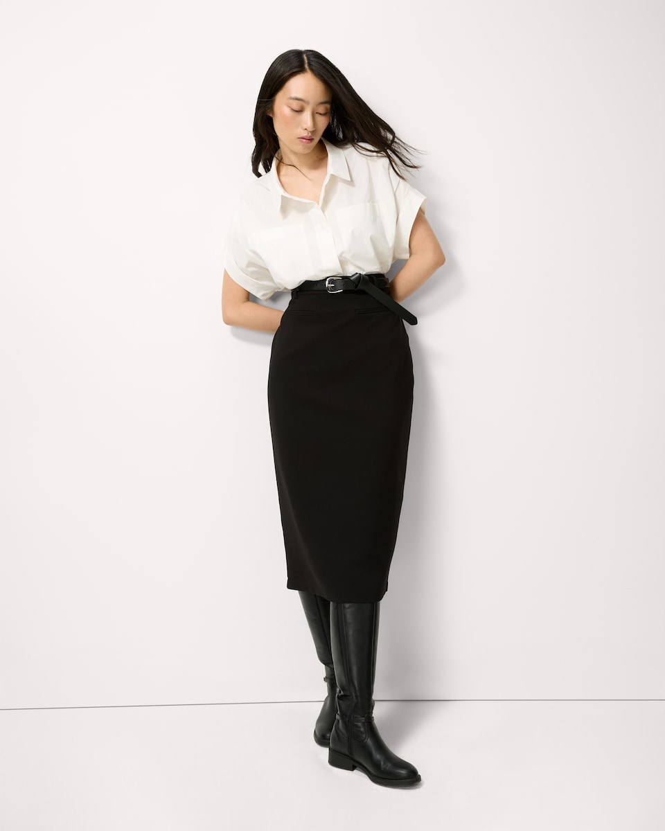 image 1 of F&F Tailored Pencil Midi Skirt in Black
