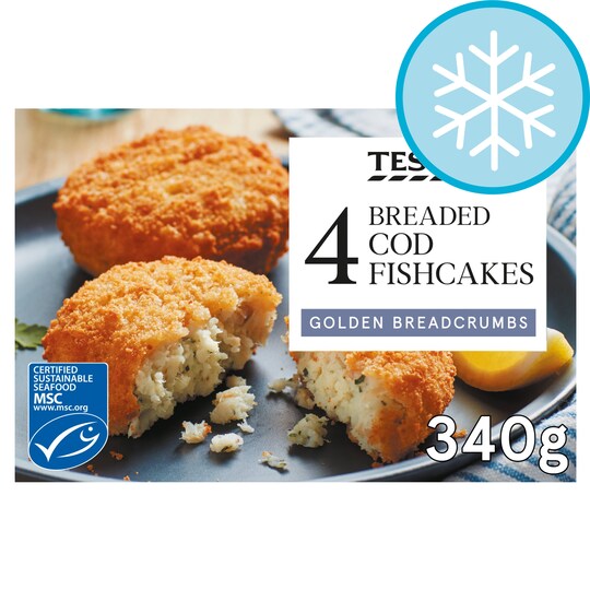 Tesco 4 Breaded Cod Fishcakes 340G Tesco Groceries