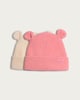 image 1 of F&F Baby 2-Pack Ribbed Bear Ear Beanie Hats in Multi