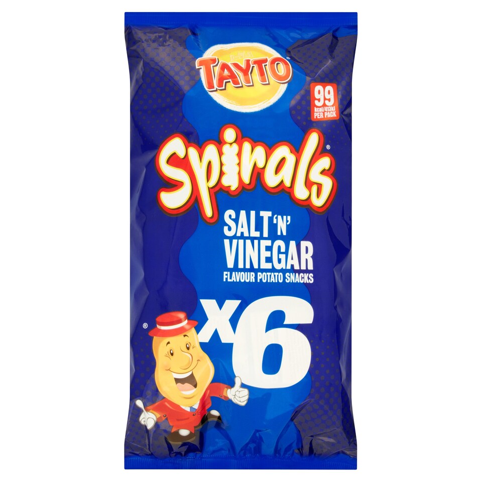 Tayto Spirals Salt 'N' Vinegar Snacks 6 Pack 120G
