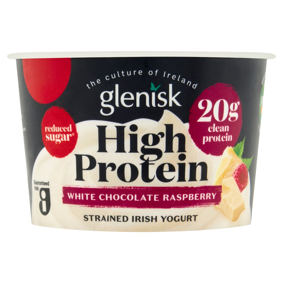 Glenisk High Protein White Chocolate Raspberry Strained Irish Yogurt 195g
