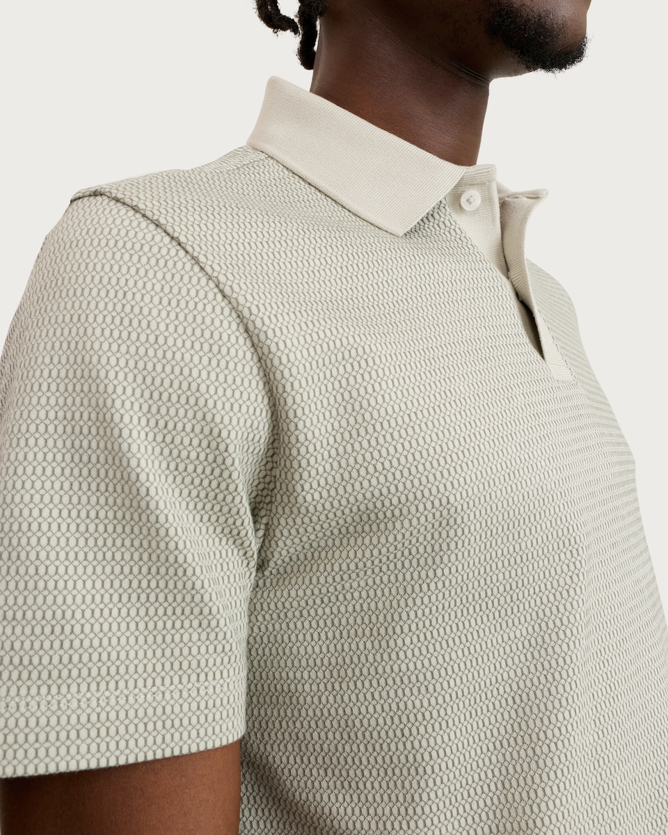 image 1 of F&F Pure Cotton Textured Short Sleeved Polo Shirt in Green