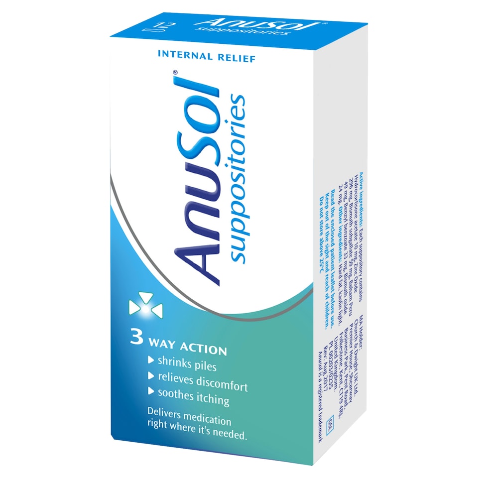 image 1 of AnuSol Piles Treatment Suppositories 12s