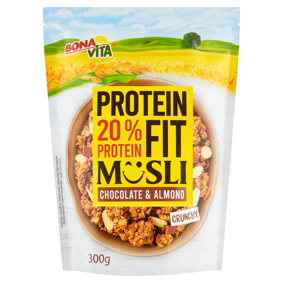 Bonavita Protein Fit ropogós proteines müzli, csokoládéval és mandulával 300 g 1. kép