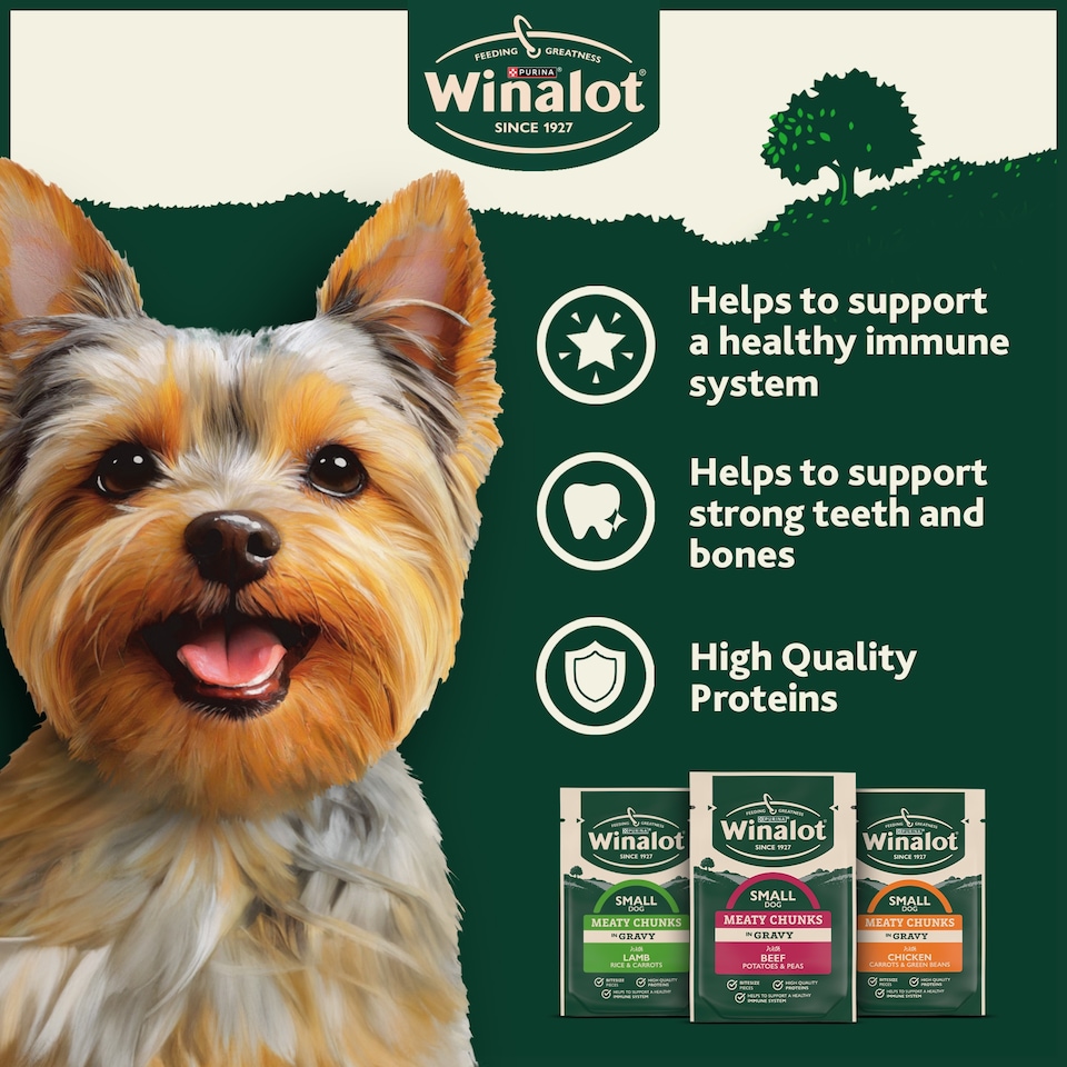 image 1 of WINALOT Meaty Chunks Small Dog Mixed in Gravy Wet Dog Food 40x85g