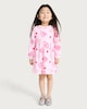 image 3 of F&F Girls Cotton Rich Heart and Cake Print Long Sleeved Sweater Dress in Pink