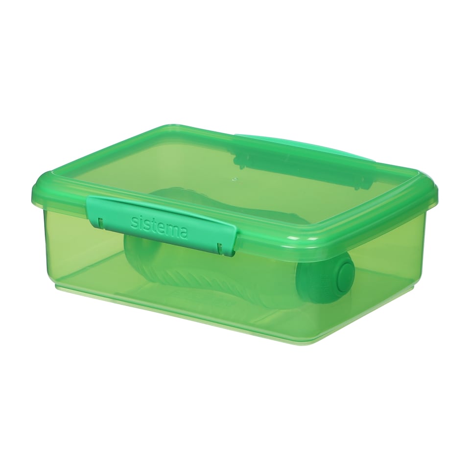 image 1 of Sistema Green Rectangle Lunch Box 2L with Water Bottle 330ml