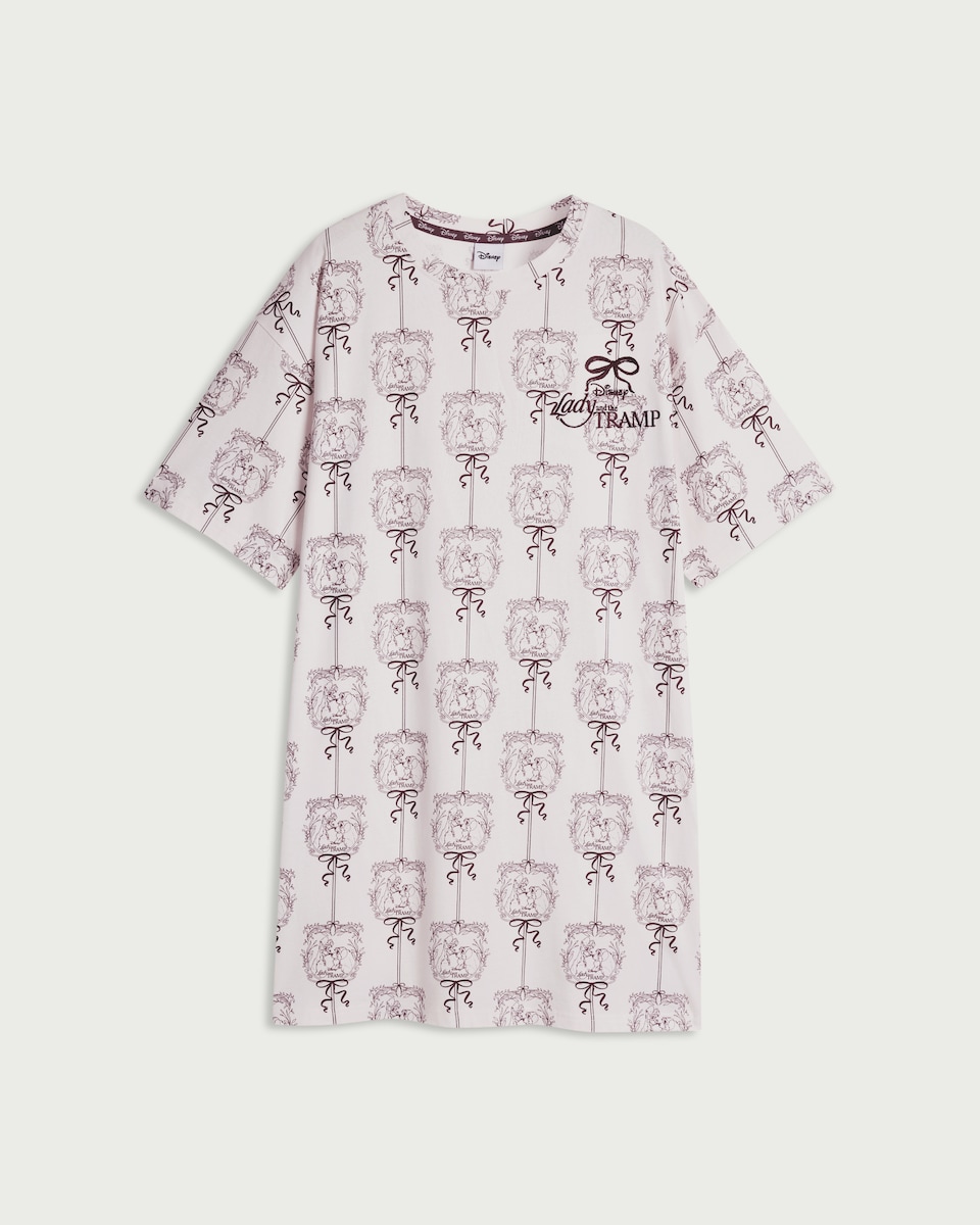 image 1 of Disney Lady and the Tramp Pure Cotton Pyjama Nightdress in Multi Pink
