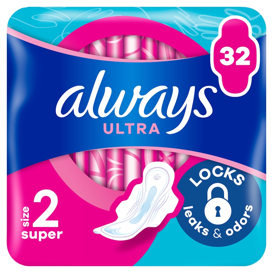 image 1 of Always Ultra Day Sanitary Towels Long (Size 2) Wings 32 Pads