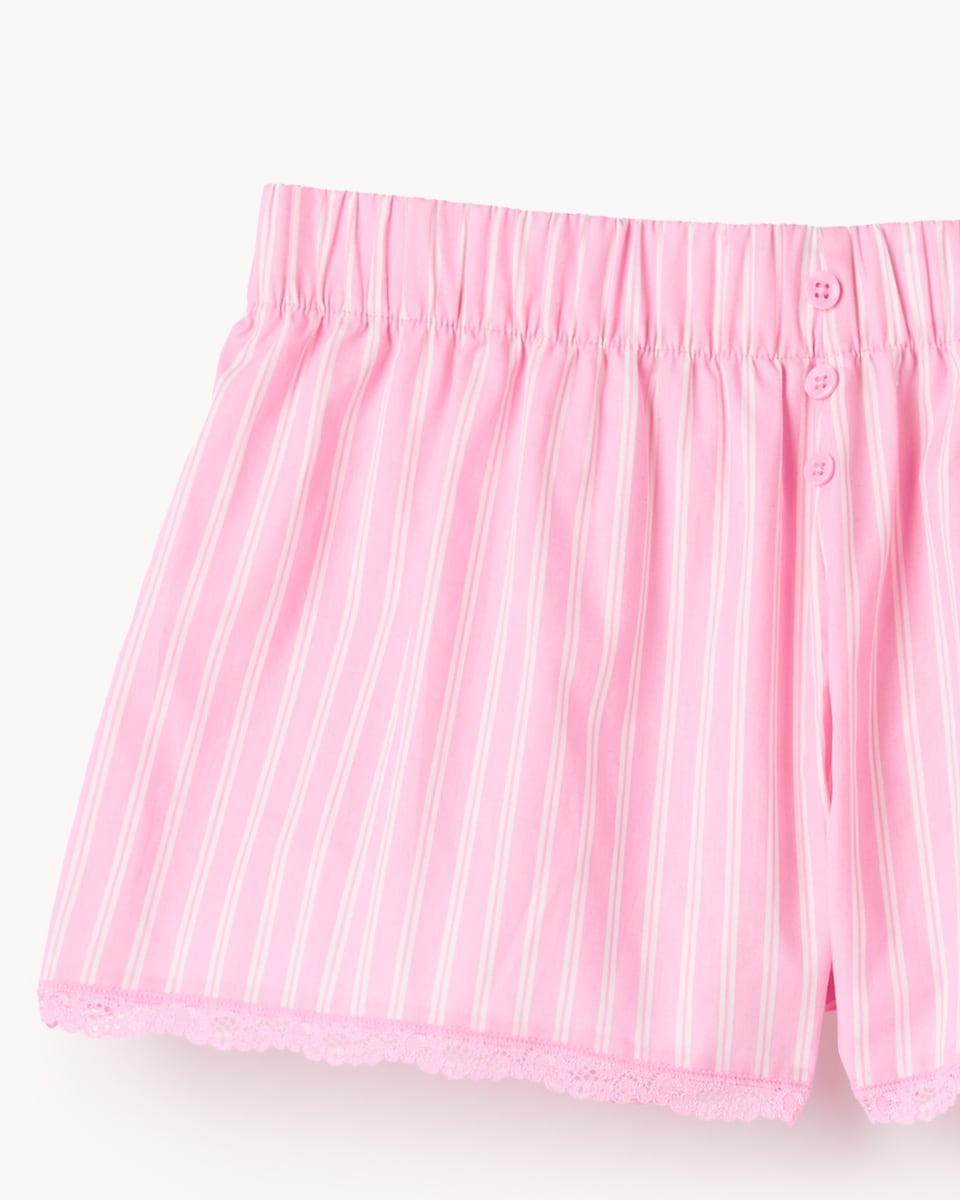 image 1 of OH ME OH MY Pure Cotton Lace Trim Shorts in Pink