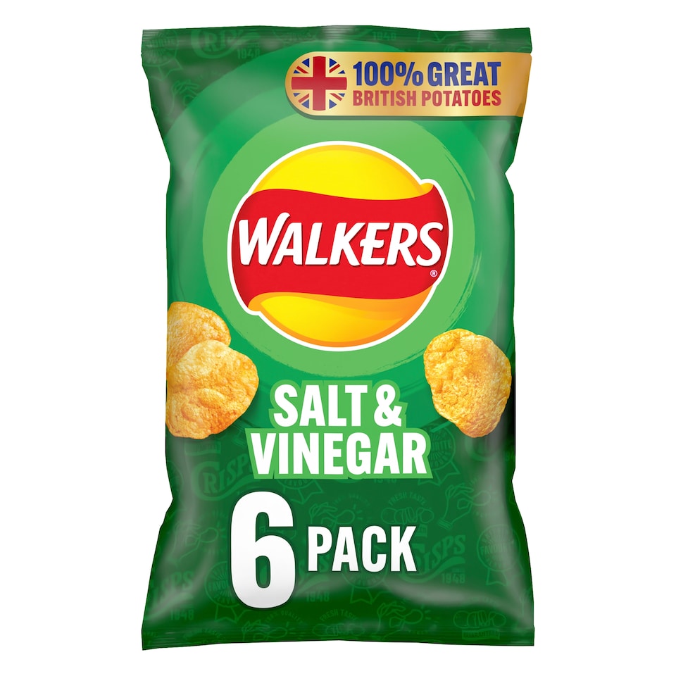 image 1 of Walkers Salt & Vinegar Multipack Crisps 6x25g