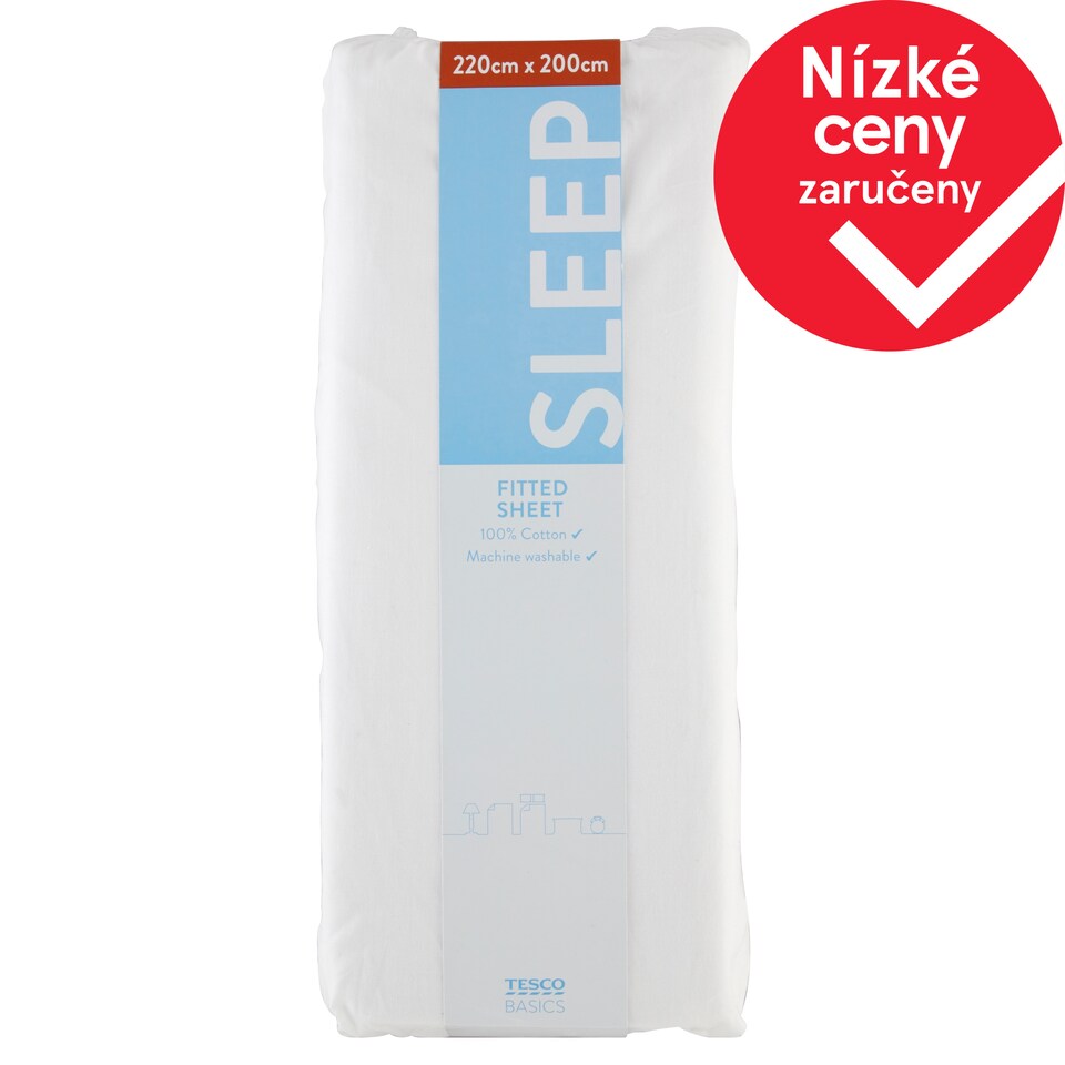 Tesco Basics Napínací prostěradlo White 220 x 200 cm