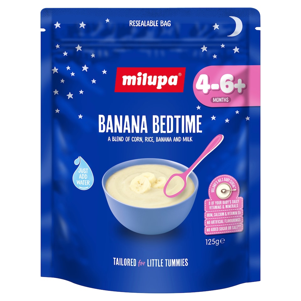 Milupa Banana Bedtime Porridge Baby Cereal 4-6+ Months 125g