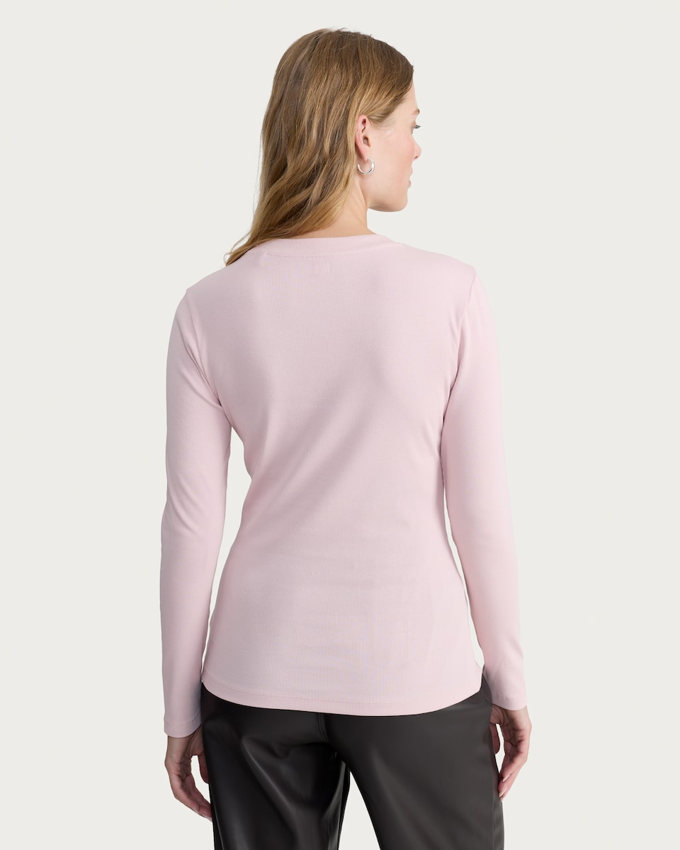 image 1 of F&F Cotton Rich Crew Neck Long Sleeved Top in Pink
