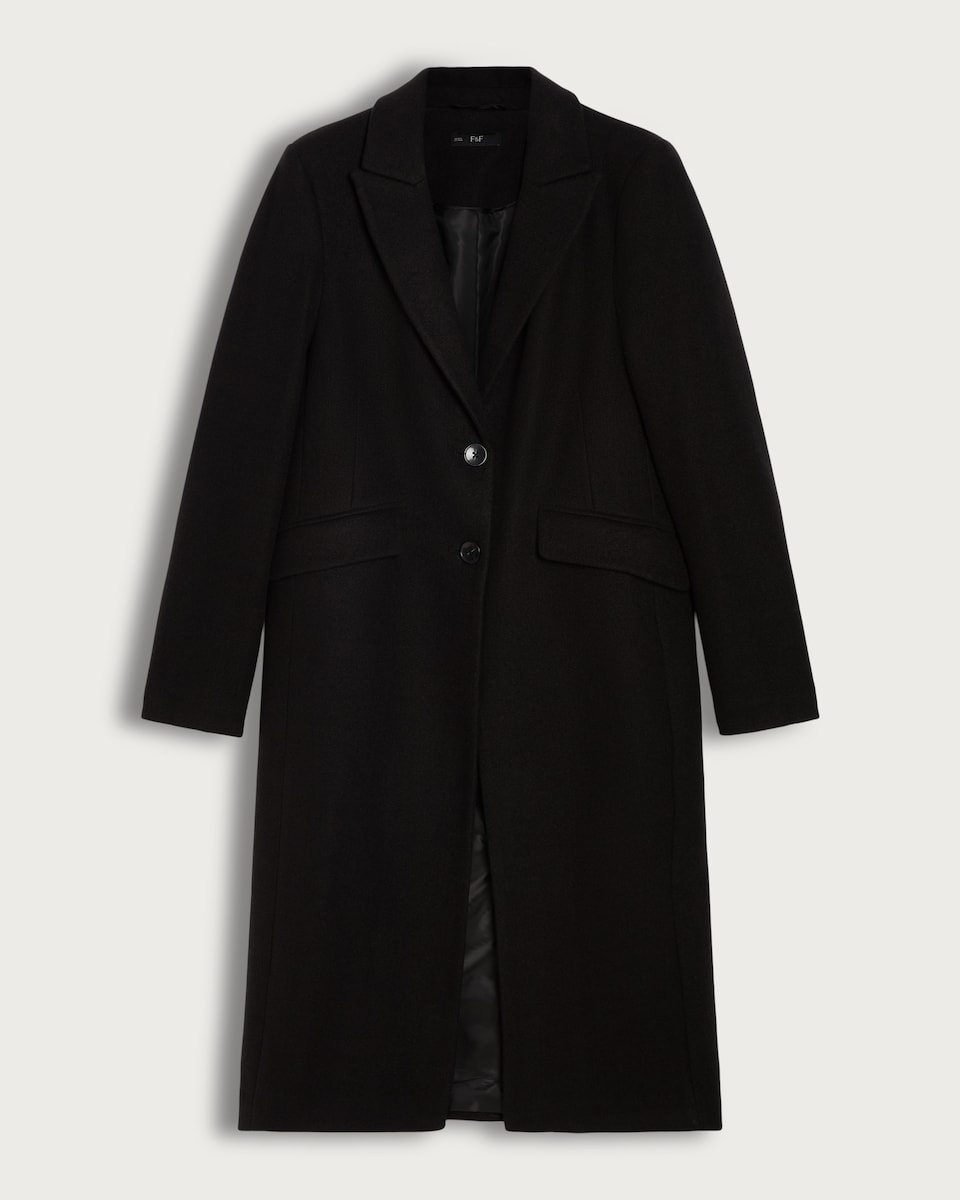 image 1 of F&F Tailored Lined Longline Coat in Black
