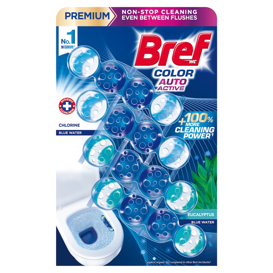 image 1 of Bref Color Auto Active Chlorine + Eucalyptus Toilet Block 4 x 50 g
