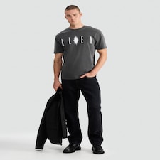 F&F Pure Cotton Relaxed Fit Alien Slogan T-Shirt in Grey