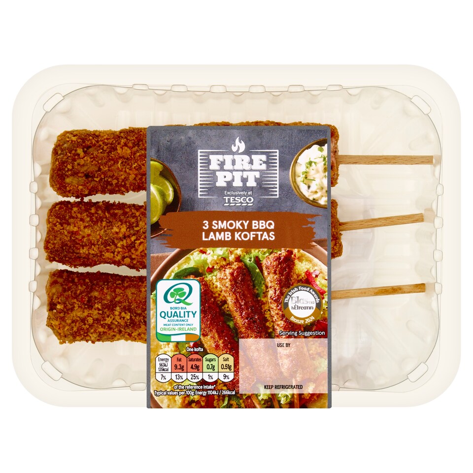 Tesco Fire Pit 3 Smoky Bbq Lamb Koftas 225G