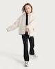 image 3 of F&F Active Girls OUTDOOR Borg Textured Zip Up Jacket in Cream