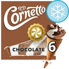 Cornetto Chocolate Ice Cream Cones 6 x 90ml
