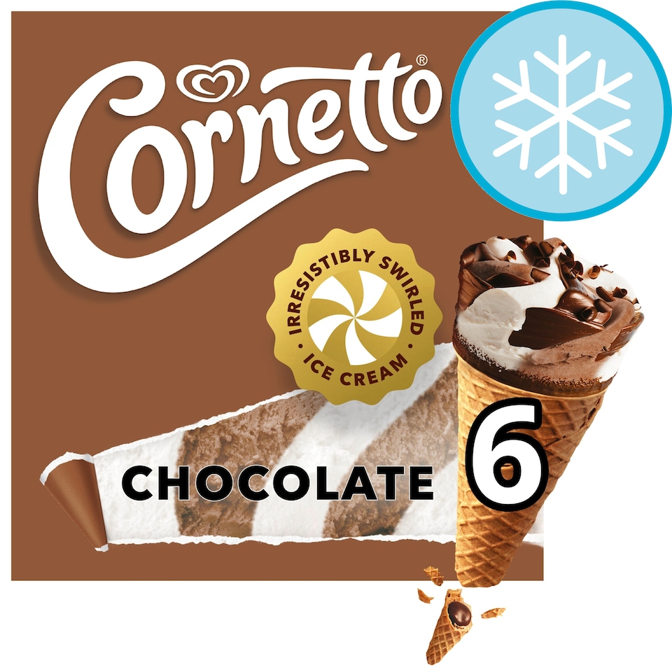 image 1 of Cornetto Chocolate Ice Cream Cones 6 x 90ml