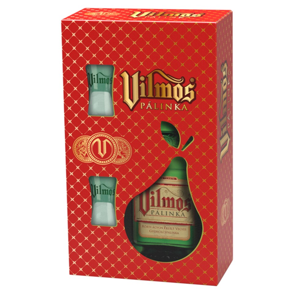 Vilmos Mixed Fruit Palinka Mellowed on Pear Bed with 2 Glasses in a Gift Box 37,5% 0,7 l