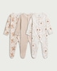image 1 of F&F Baby 3-Pack Pure Cotton Bear Print Sleepsuits in Neutral