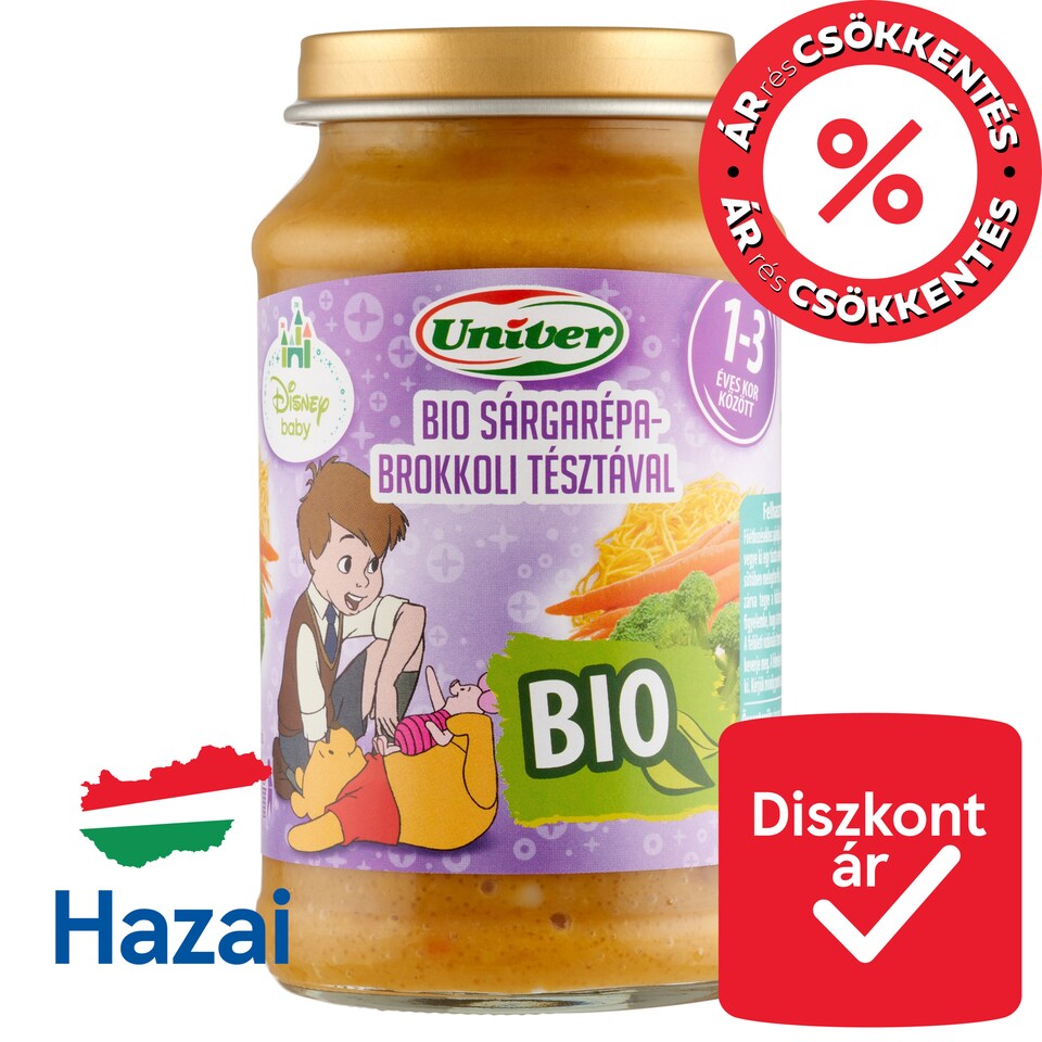 Univer Disney Baby bio sárgarépa-brokkoli tésztával bébiétel, 12 hónapos kortól 220 g  1. kép