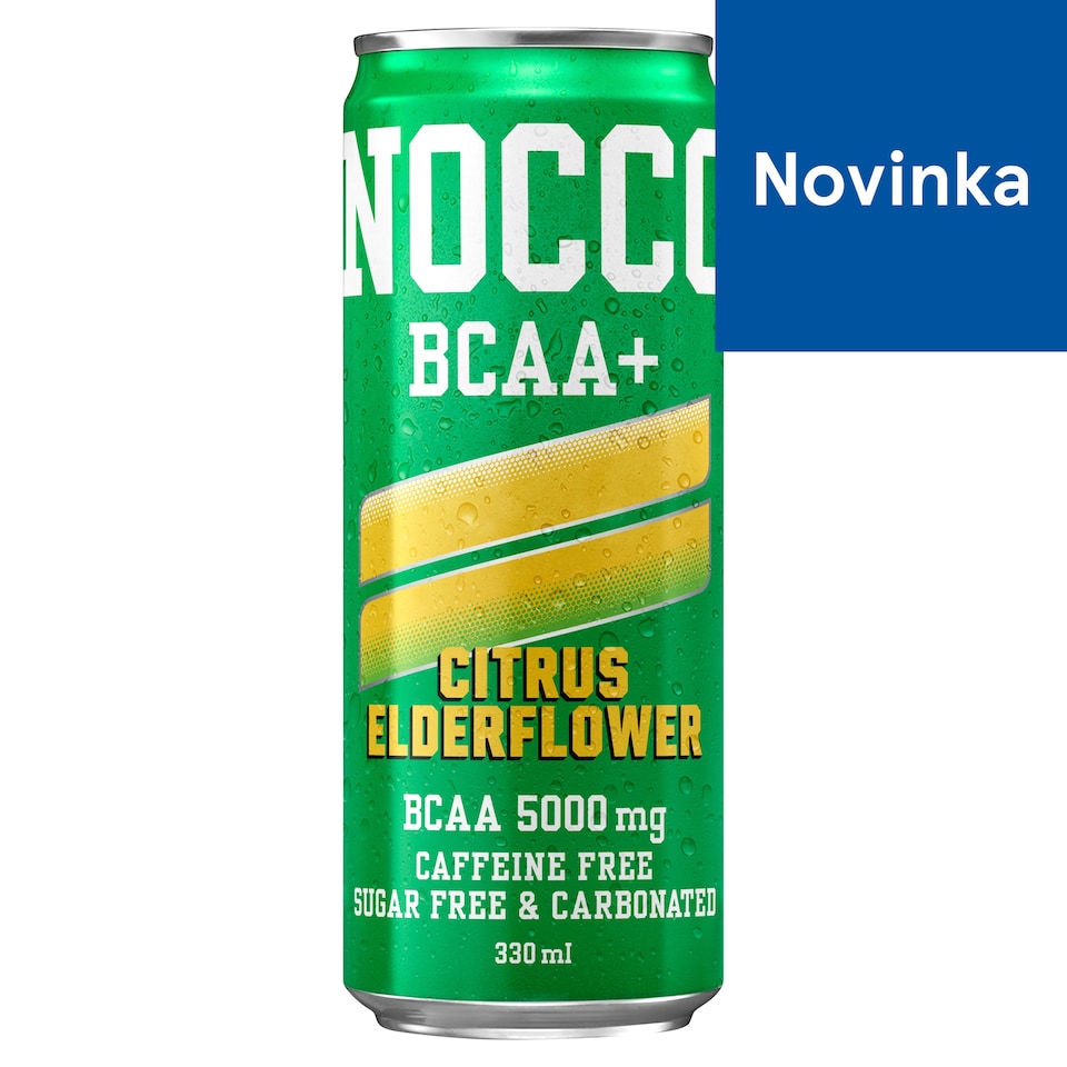 Nocco Citrus Elderflower sýtený nápoj obohatený o BCAA 330 ml