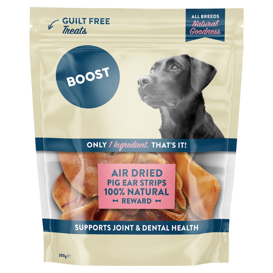 Boost Natural Treat Pigs Ears for Dog 200g