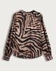 image 5 of F&F Satin Zebra Print Tie Neck Blouse in Multi Brown