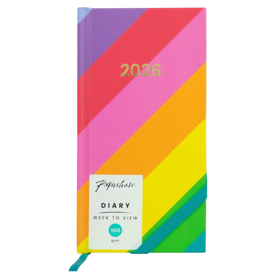 Paperchase 2026 WTV Rainbow Stripe Slim Diary