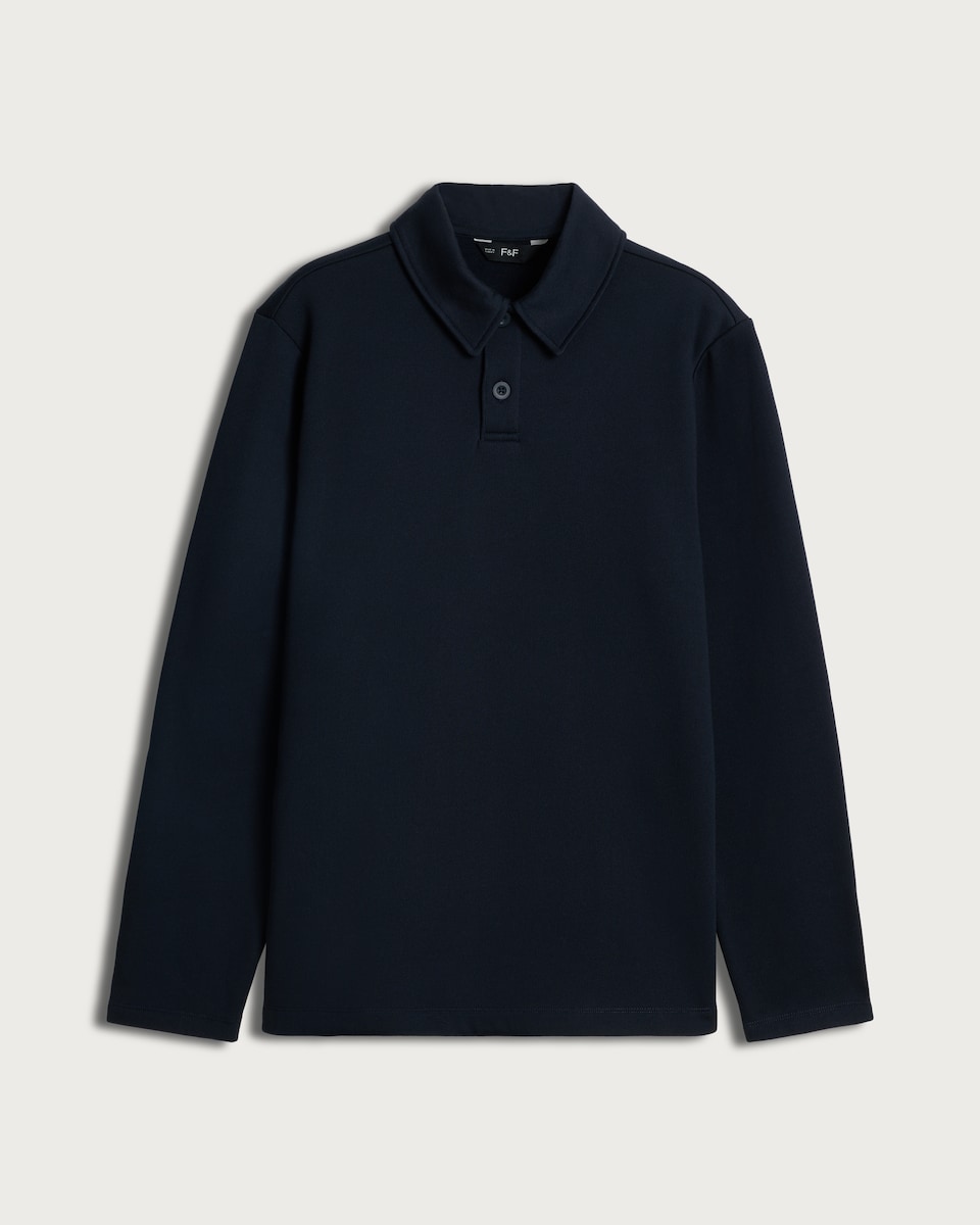 image 1 of F&F Pure Cotton Long Sleeved Rugby Shirt in Navy